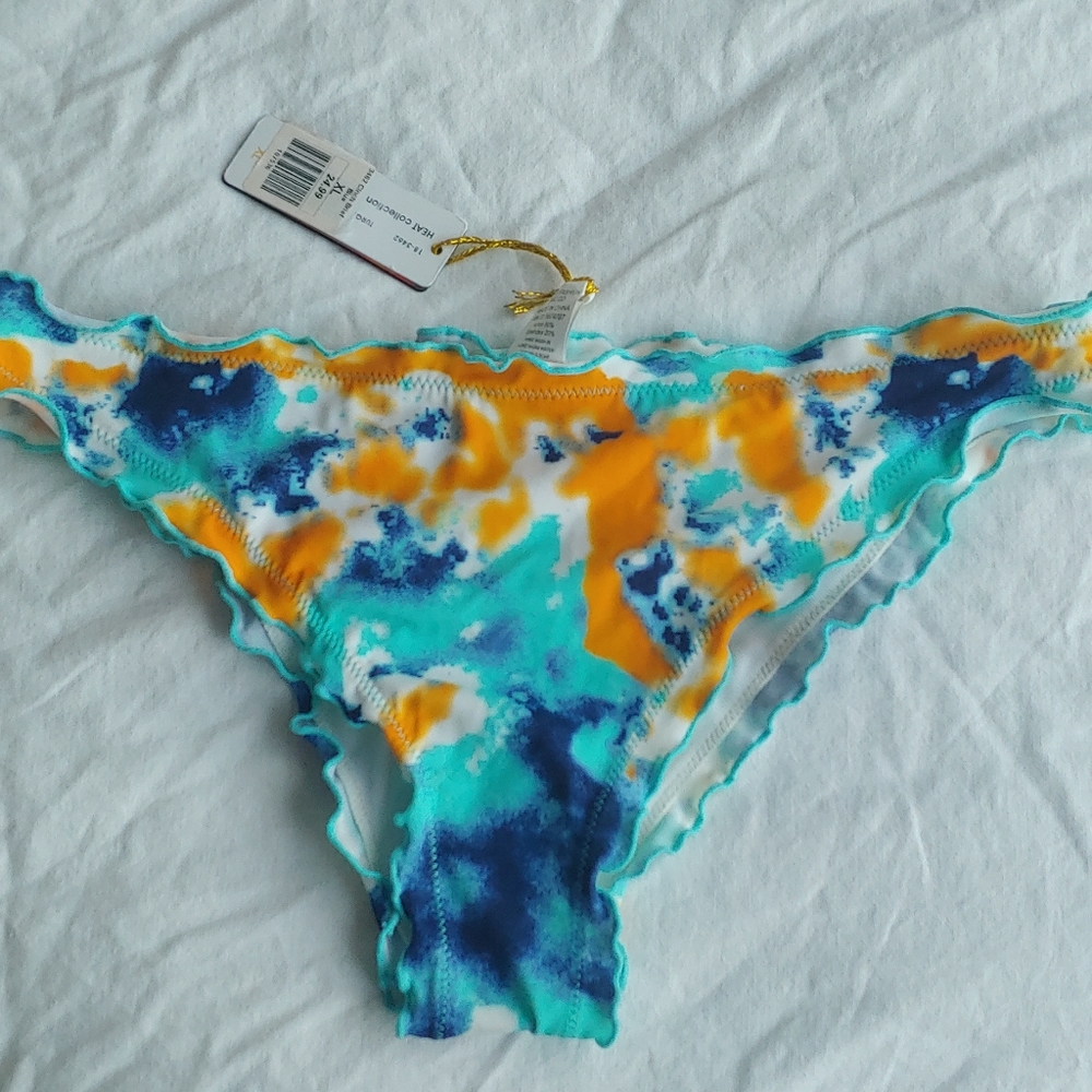 Multicolor Aqua Ruched Bikini Bottoms